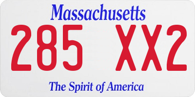 MA license plate 285XX2