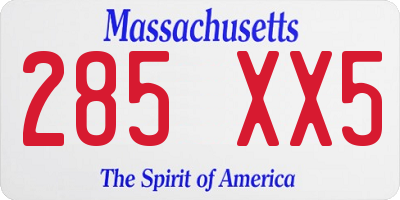 MA license plate 285XX5
