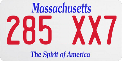 MA license plate 285XX7