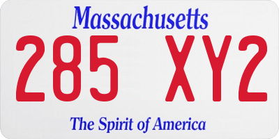 MA license plate 285XY2