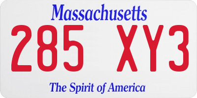 MA license plate 285XY3