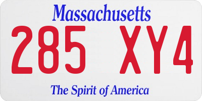 MA license plate 285XY4