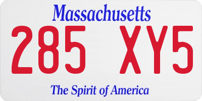 MA license plate 285XY5
