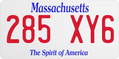 MA license plate 285XY6