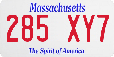 MA license plate 285XY7