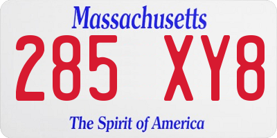 MA license plate 285XY8