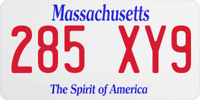 MA license plate 285XY9