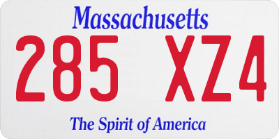 MA license plate 285XZ4