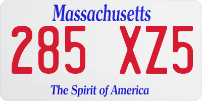 MA license plate 285XZ5