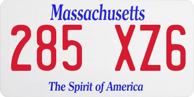 MA license plate 285XZ6