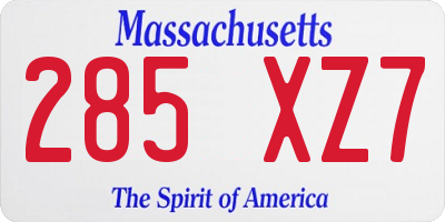 MA license plate 285XZ7
