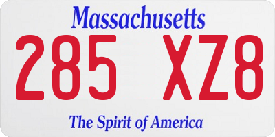 MA license plate 285XZ8