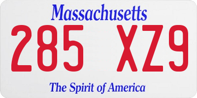 MA license plate 285XZ9