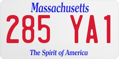 MA license plate 285YA1