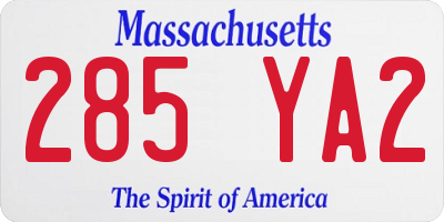 MA license plate 285YA2