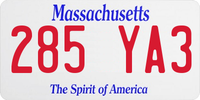 MA license plate 285YA3