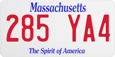 MA license plate 285YA4