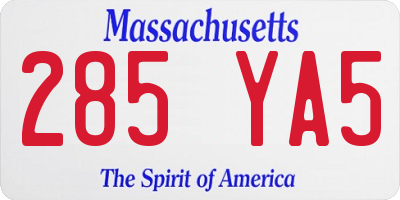 MA license plate 285YA5