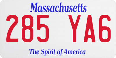 MA license plate 285YA6