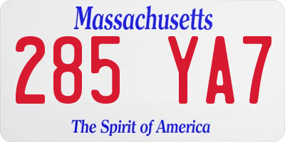 MA license plate 285YA7