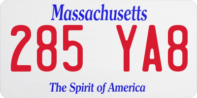 MA license plate 285YA8