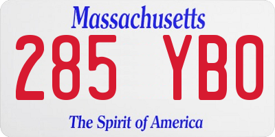 MA license plate 285YB0