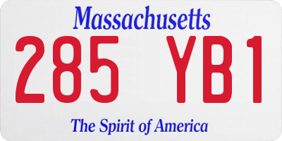 MA license plate 285YB1