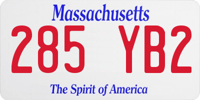 MA license plate 285YB2