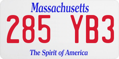 MA license plate 285YB3
