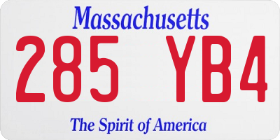 MA license plate 285YB4