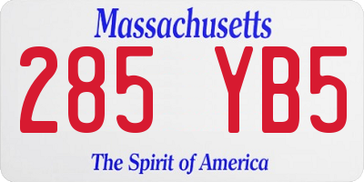 MA license plate 285YB5
