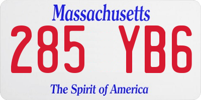 MA license plate 285YB6