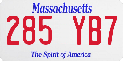MA license plate 285YB7
