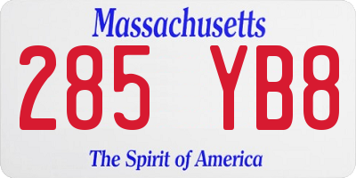 MA license plate 285YB8