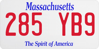 MA license plate 285YB9
