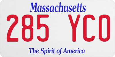 MA license plate 285YC0