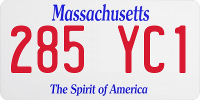 MA license plate 285YC1