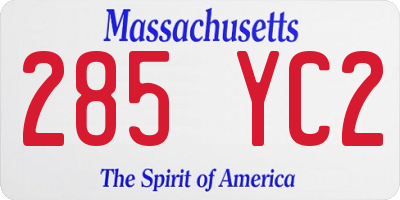 MA license plate 285YC2
