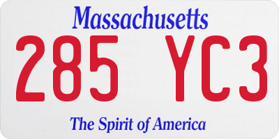 MA license plate 285YC3