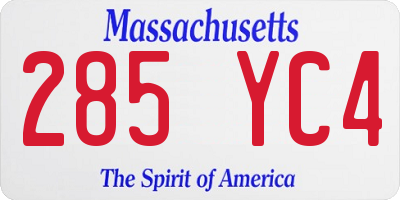 MA license plate 285YC4