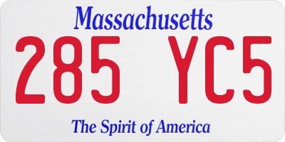 MA license plate 285YC5