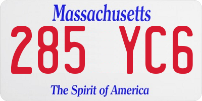 MA license plate 285YC6