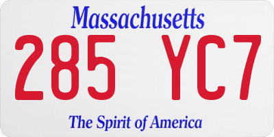 MA license plate 285YC7