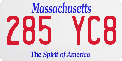 MA license plate 285YC8