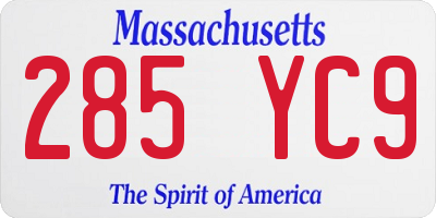 MA license plate 285YC9