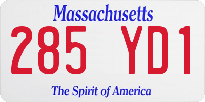 MA license plate 285YD1