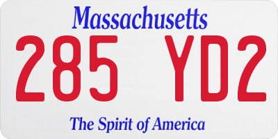 MA license plate 285YD2