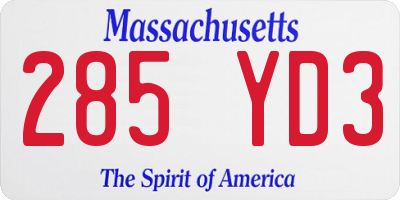 MA license plate 285YD3