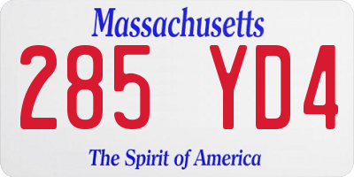 MA license plate 285YD4