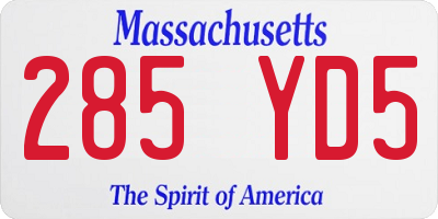 MA license plate 285YD5